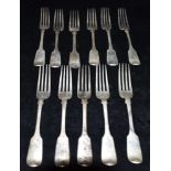 A COLLECTION OF CRESTED SILVER 19th Century Fiddle pattern forks (11) length 20cm, weight 870g, 27