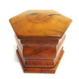 A GREAT WAR GERMAN PRISONER-OF-WAR MARQUETRY INLAID OLIVEWOOD TOBACCO BOX the hinged lid decorated