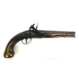 A FLINTLOCK PISTOL, H.W. MORTIMER 19th century, the walnut full stock with a steel lockplate