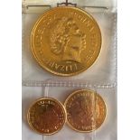 UNITED KINGDOM - ELIZABETH II (1952-2022), GOLD FIVE POUNDS, 2000; SOVEREIGN, 2001; & HALF