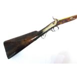 A PERCUSSION SPORTING RIFLE, J. MILWARD 19th century, with a 37.5cm (14 3/4 inch) brass barrel,