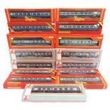 [OO GAUGE]. FIFTEEN ASSORTED B.R. COACHES by Hornby (10), and Lima (5), all in blue and grey livery,