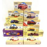 ELEVEN CORGI CLASSICS DIECAST MODEL VEHICLES commercials and buses, each mint or near mint and boxed