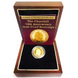 TRISTAN DA CUNHA - ELIZABETH II (1952-2022), 'CHURCHILL 70TH ANNIVERSARY' GOLD PROOF SOVEREIGN, 2010