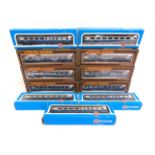 [OO GAUGE]. ELEVEN ASSORTED B.R. INTER-CITY COACHES by Mainline (6), and Airfix (5), all in blue and