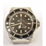 ROLEX GENTS STAINLESS STEEL OYSTER PERPETUAL SUB MARINER BRACELET WATCH Black signed dial (200m)