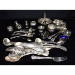 ASSORTED VICTORIAN AND LATER SILVER AND SILVER PLATE To include a Victorian silver straining spoon
