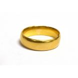 22CT GOLD BAND RING Hallmarked for Birmingham, date letter X, band width 5mm, ring size I, weight