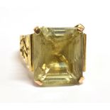 PRINCESS CUT CITRINE COCKTAIL RING The single stone measuring approx. 1.5 x 1.4cm, prong set on a