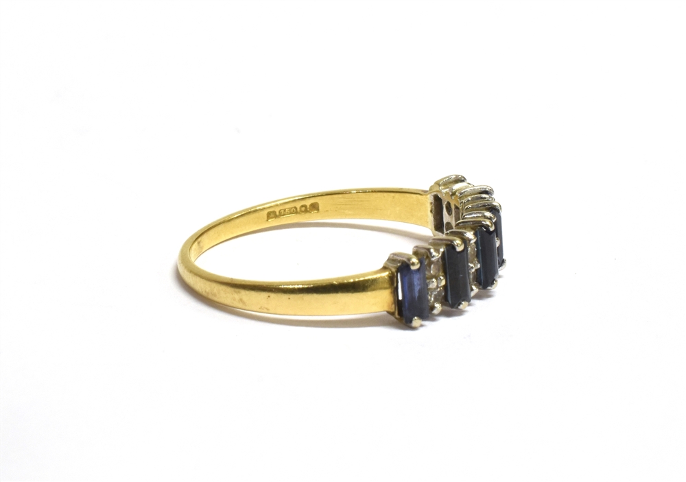 18CT GOLD DIAMOND AND SAPPHIRE DRESS RING The ring with small hallmark ring size P ½ weight 2.4g - Image 2 of 4