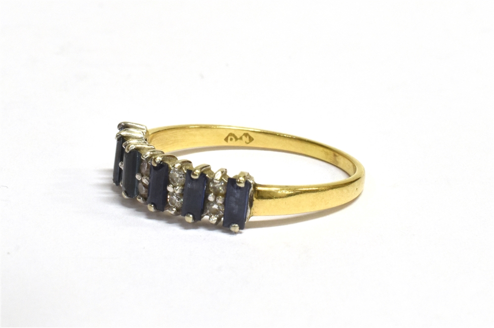 18CT GOLD DIAMOND AND SAPPHIRE DRESS RING The ring with small hallmark ring size P ½ weight 2.4g - Image 3 of 4