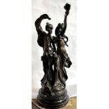AFTER AUGUSTE MOREAU (FRENCH 1834-1917) a large bronze group modelled as two young girls, on