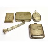 A COLLECTION OF SILVER AND METAL A silver vesta case bearing Prince Albert's own crest, engraved