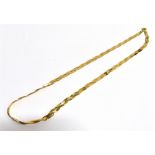 9CT GOLD HERRINGBONE BRAID NECKLACE The flat chain measuring approx. 42cm in length width 0.5cm at