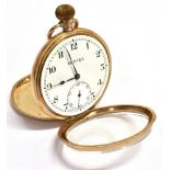 VERTEX:- A 9CT GOLD CASED VERTEX OPEN FACED POCKET WATCH The signed white enamel dial with black