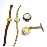 FOUR VINTAGE WATCHES Everite 21 jewels Incabloc ladies dress watch (strap marked rolled gold),