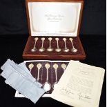 CASED SET OF SIX SILVER SOVEREIGN QUEENS SPOONS Together with a certificate of authenticity from the