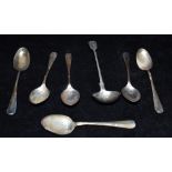 A COLLECTION OF SILVER SPOONS Six silver Rat tail spoons hallmarked for Sheffield, date letter C