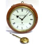 A MAHOGANY CASED WALL CLOCK WITH FUSEE MOVEMENT the 8' enamel dial with Roman numerals inscribed 'Jn