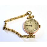 9CT GOLD CASED VINTAGE WRISTWATCH Anonymous dial, hallmarked inside rear case, maker W&D, rolled