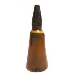 A HORN POWDER FLASK late 19th century, with a screw top, 16.5cm high.