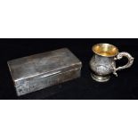 GEORGIAN SILVER JUG & SILVER BOX 16.5cm long x 8.7cm wide silver box engraved lid Home Counties