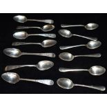 GEORGIAN SILVER TEASPOONS & OTHERS Six Georgian monogrammed and bright cut engraved teaspoons.