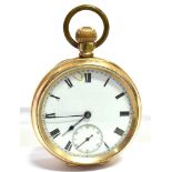 ANTIQUE OPEN FACE POCKET WATCH 4.9mm diameter case with enamel face and Arabic numerals, blued steel