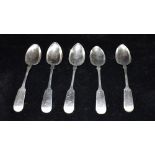 VICTORIAN SCOTTISH SILVER FIDDLE SPOONS Silver 'Fiddle' pattern spoons, monogrammed with engraved '