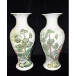 A LARGE PAIR OF CHINESE VASES OF BALUSTER FORM probably Republic period, painted landscape