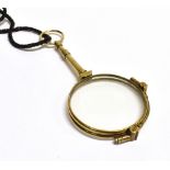 ANTIQUE 9CT GOLD LORGNETTE 10cm long tests as 9ct gold, in good order and glasses in good order.