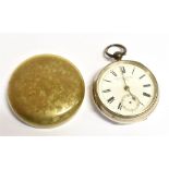 CAMERER KUSS & CO SILVER CASED OPEN FACED POCKET WATCH The signed white enamel dial with black Roman