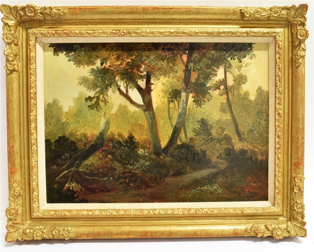 ENGLISH SCHOOL Three Landscape scenes Oils on board 24cm x 33.5cm Uniformly framed Condition - Image 2 of 5