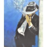 MANNER OF FABIAN PEREZ 'Man in a Black Suit' and 'Man in a Blue Suit' Oils on canvas Bears titles