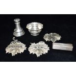 ASSORTED ANTIQUE SILVER ITEMS To include a small silver dish with cartouche shaped edges,