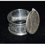 ANTIQUE SILVER ITEMS & THALER COIN A silver bevelled edge hand mirror approx 26cm long, hallmarked