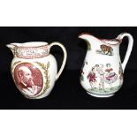 A VICTORIAN ELSMORE & FORSTER JUG transfer printed decoration depicting characters from the Commedia