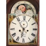 A LONGCASE CLOCK the arched enamel and painted dial with moon phase, second dial and date aperture ,