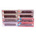 [OO GAUGE]. SEVEN LIMA B.R. COACHES each in lined maroon livery; together with a Siphon G van,