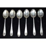 SET OF SIX STERLING SILVER SPOONS Makers mark William Suckling, hallmarked Sheffield 1942. Weight