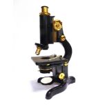 A WATSON & SONS LTD 'SERVICE' MONOCULAR MICROSCOPE serial no. 81754, the japanned body with