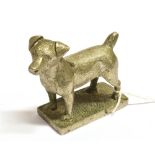 A CAR MASCOT Plated standing figure of a terrier, length 8cm