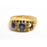ANTIQUE 18CT BELCHER CLAW SET RING Blue paste and senaille cut diamond ring, hallmarked 18