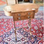 A 19TH CENTURY BRASS INLAID ROSEWOOD SIDE TABLE with hinged shaped top, one faux and one real frieze