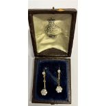 EDWARDIAN DIAMOND AND GOLD DROP EARRINGS A very elegant pair of early Edwardian 18ct gold and old
