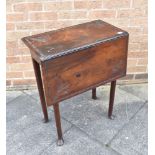A MAHOGANY TABLE WITH SINGLE DROP LEAF and carved decoration, on cabriole supports, 60cm wide