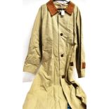 A JAPE'S WARDROBE' MACKINTOSH by John Partridge with suede collar, size Medium, and a 'Burberry's'