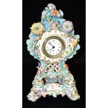 AN EARLY VICTORIAN COALPORT COALBROOKDALE PORCELAIN CLOCK ON STAND profusely decorated with flowers,