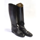 A PAIR OF LADIES BLACK HUNTING BOOTS by Hawkins, size 8