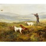 C. LE VIGNE Grouse shooting on the Moors, oil on canvas, signed lower left, 52cm X 64cm